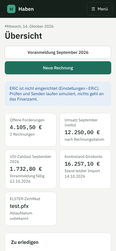 Übersicht auf dem Smartphone
