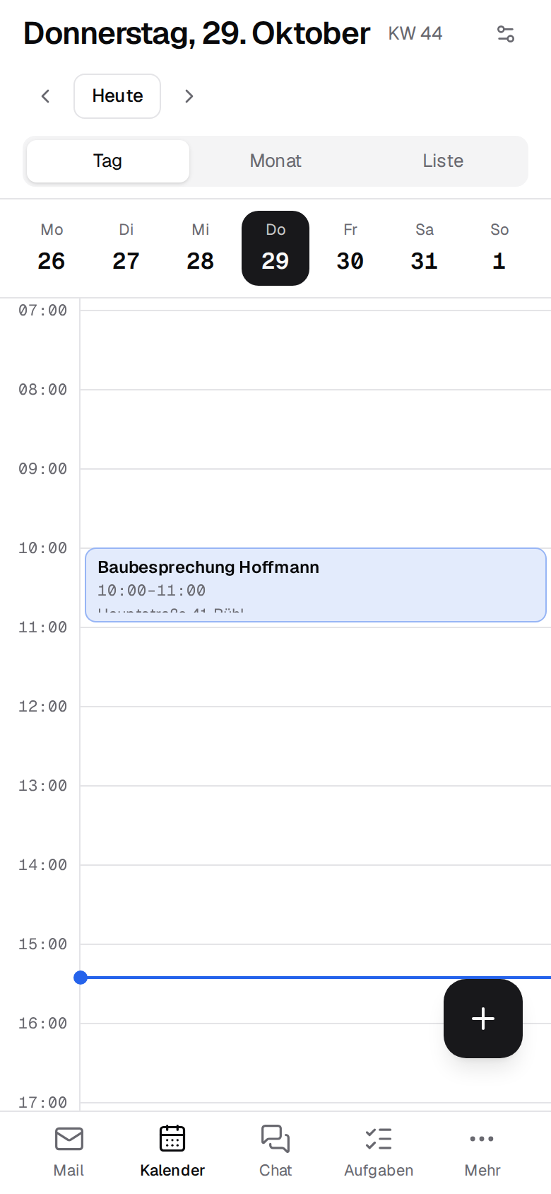 Calendar day view on the phone