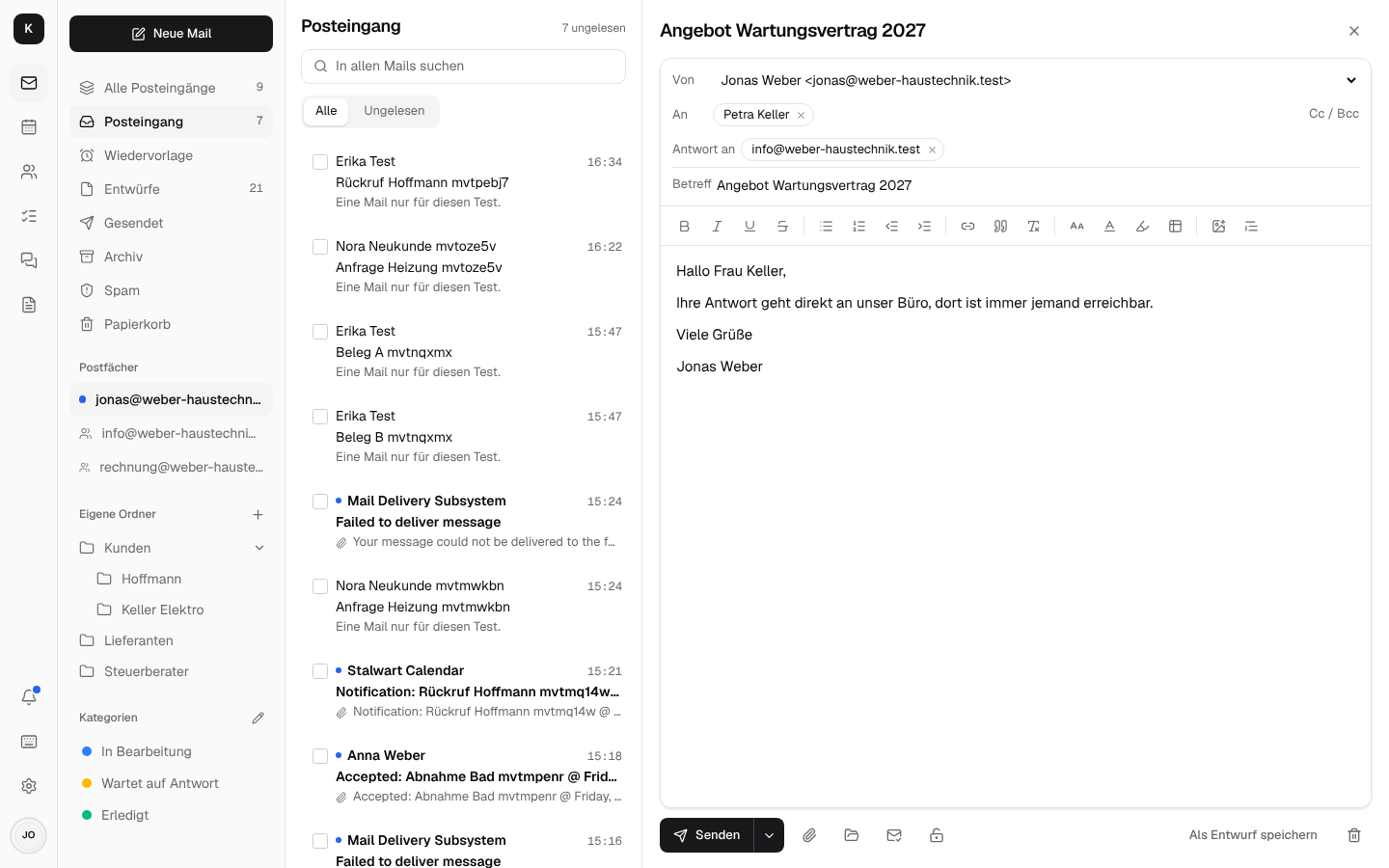 Neue Mail an Petra Keller mit „Antwort an“ info@weber-haustechnik.test